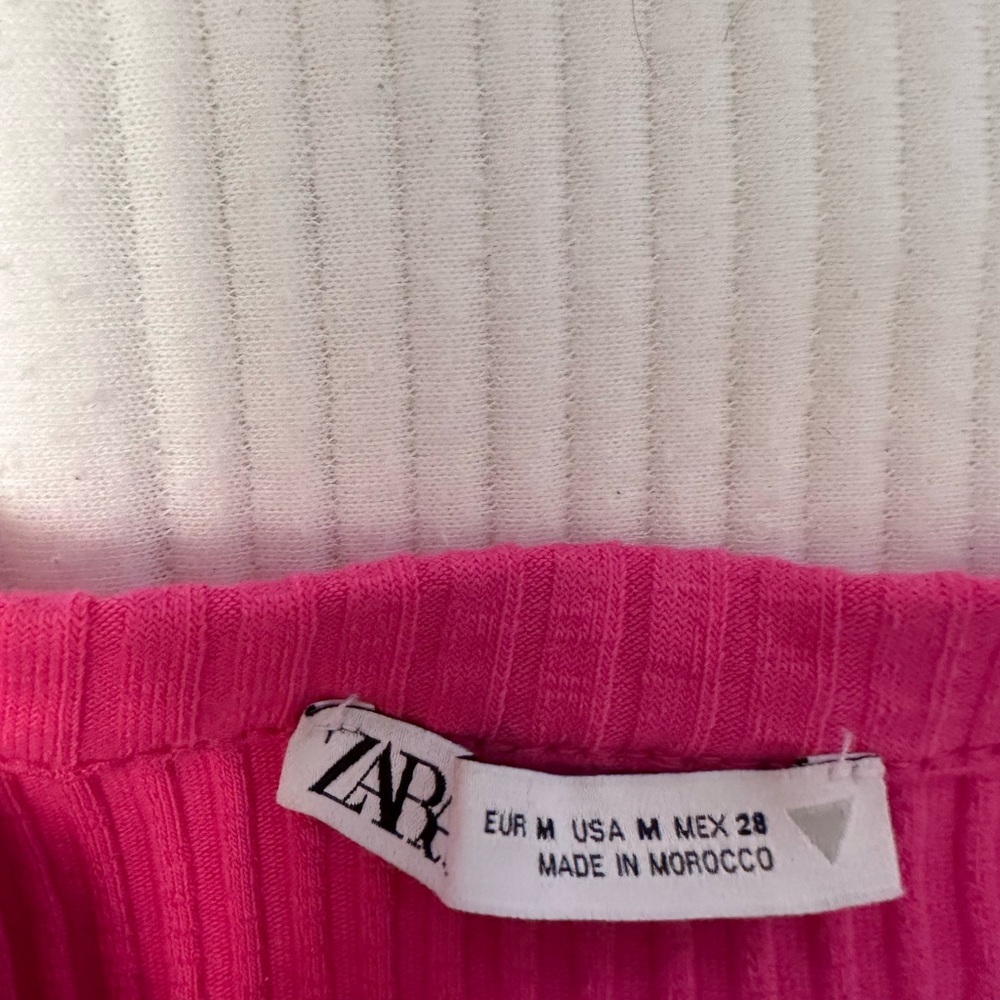 Zara Vibrant Pink Ribbed Top - Picture 2 of 2